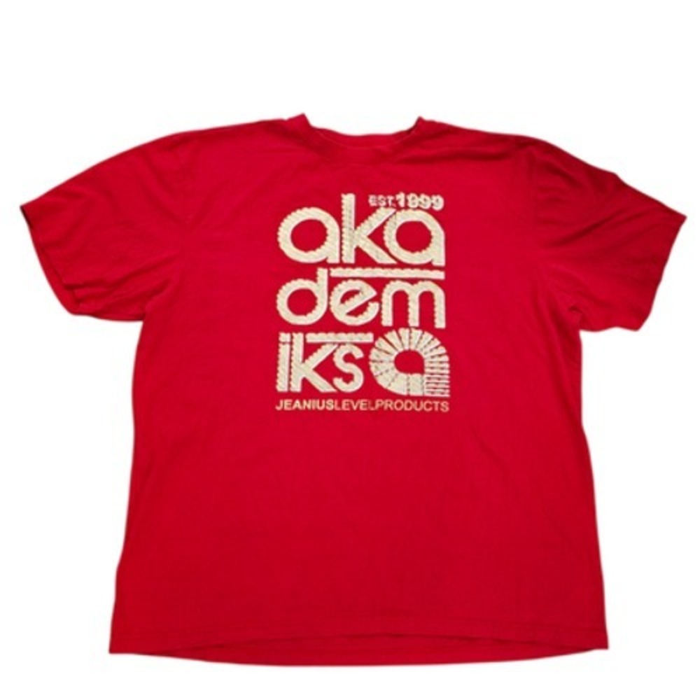 Akademiks T-Shirt Men's 5XL Red Graphic Jeanius Level Cotton Short Sleeve